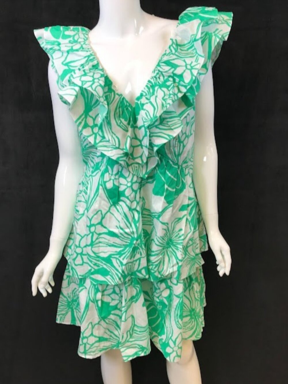 NWT Lilly Pulitzer RitaMarie V-Neck Ruffle Dress Spearmint Green Size 14